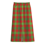 Christmas Buffalo Plaid Print Cotton Front Slit Maxi Skirt
