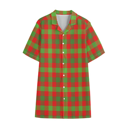 Christmas Buffalo Plaid Print Cotton Hawaiian Shirt