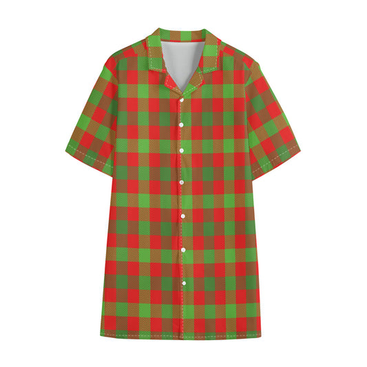 Christmas Buffalo Plaid Print Cotton Hawaiian Shirt