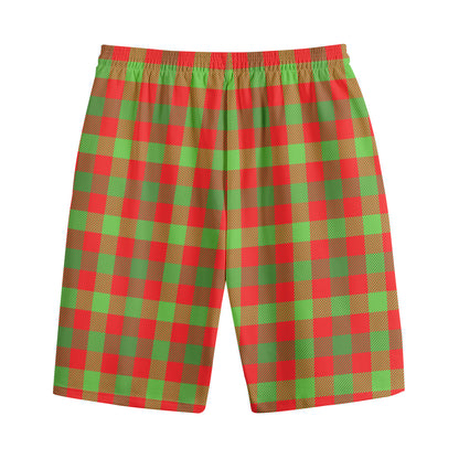 Christmas Buffalo Plaid Print Cotton Shorts