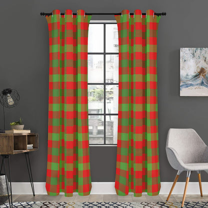 Christmas Buffalo Plaid Print Curtain