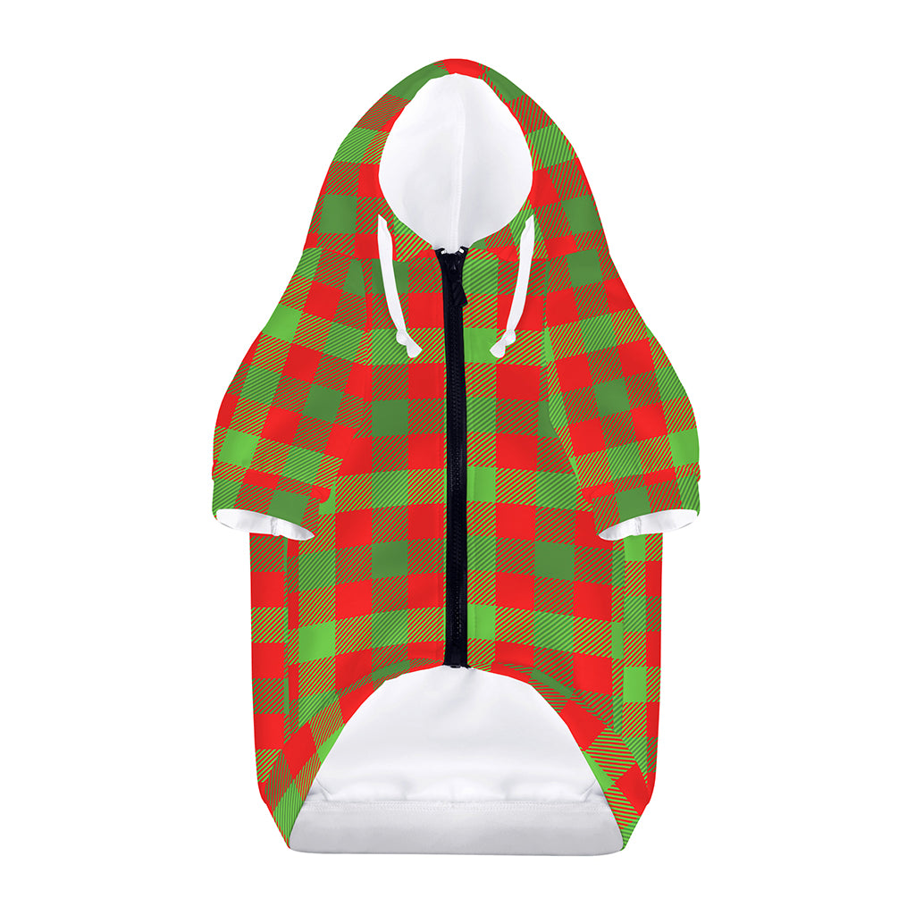 Christmas Buffalo Plaid Print Dog Zip Up Hoodie