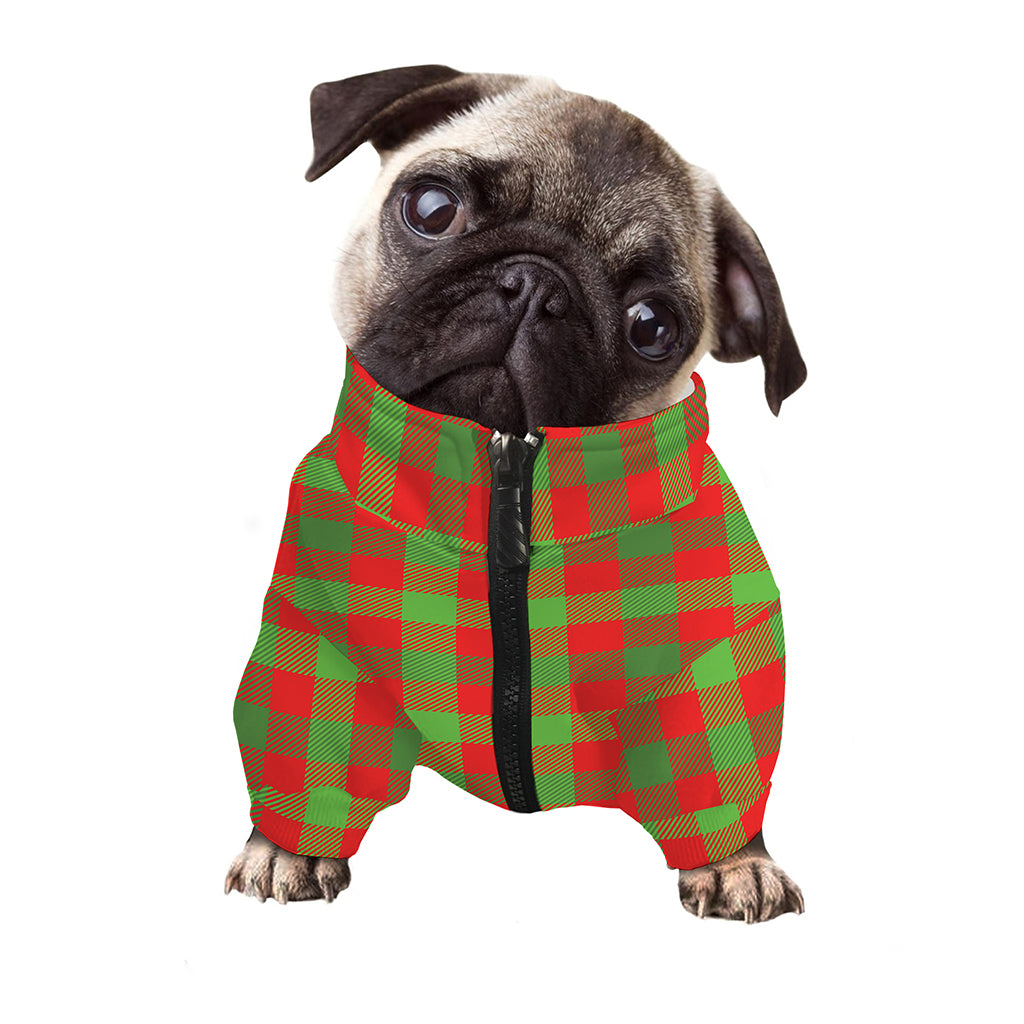 Christmas Buffalo Plaid Print Dog Zip Up Jacket