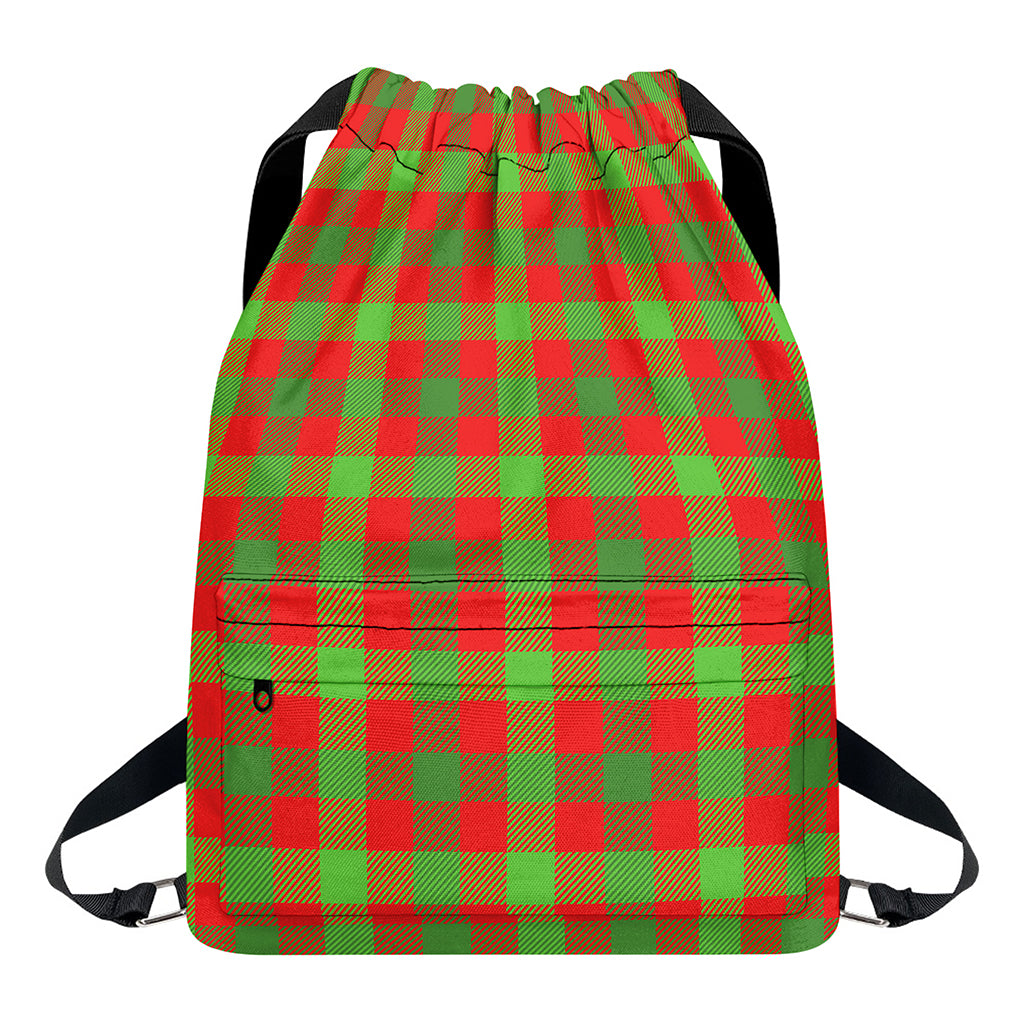 Christmas Buffalo Plaid Print Drawstring Backpack