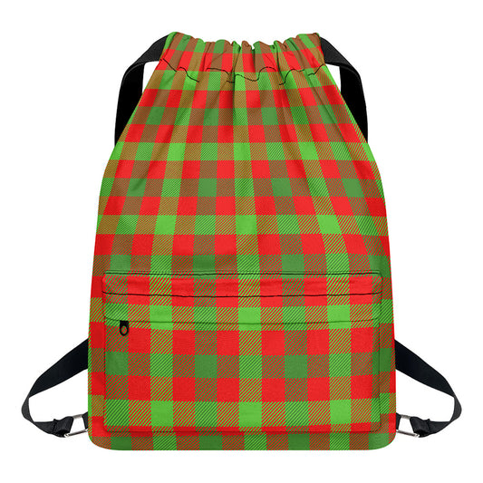 Christmas Buffalo Plaid Print Drawstring Backpack
