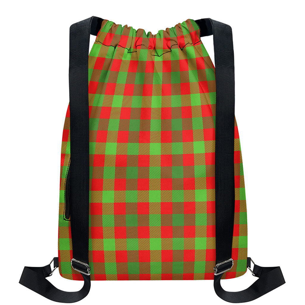 Christmas Buffalo Plaid Print Drawstring Backpack