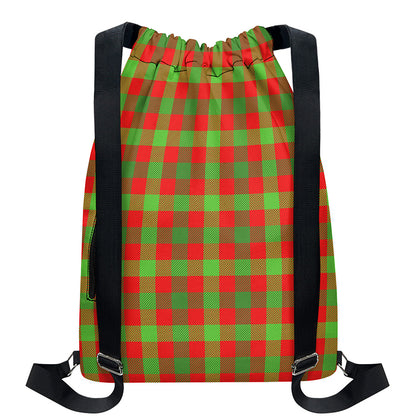 Christmas Buffalo Plaid Print Drawstring Backpack