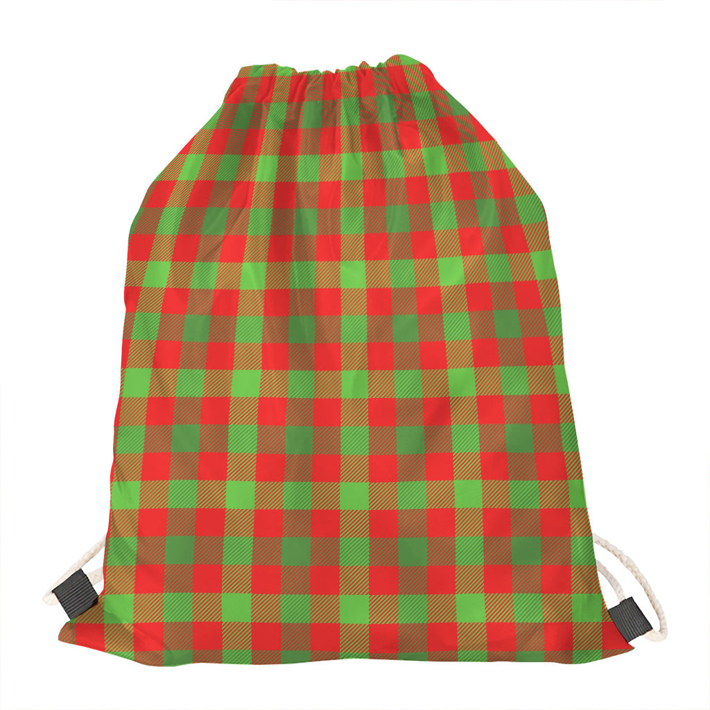 Christmas Buffalo Plaid Print Drawstring Bag