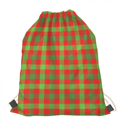 Christmas Buffalo Plaid Print Drawstring Bag