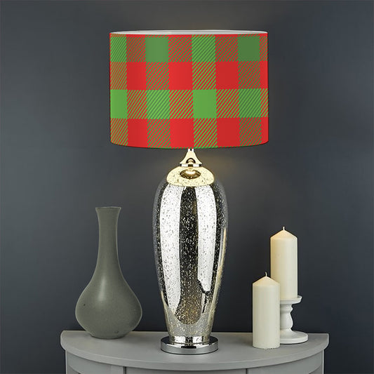 Christmas Buffalo Plaid Print Drum Lamp Shade