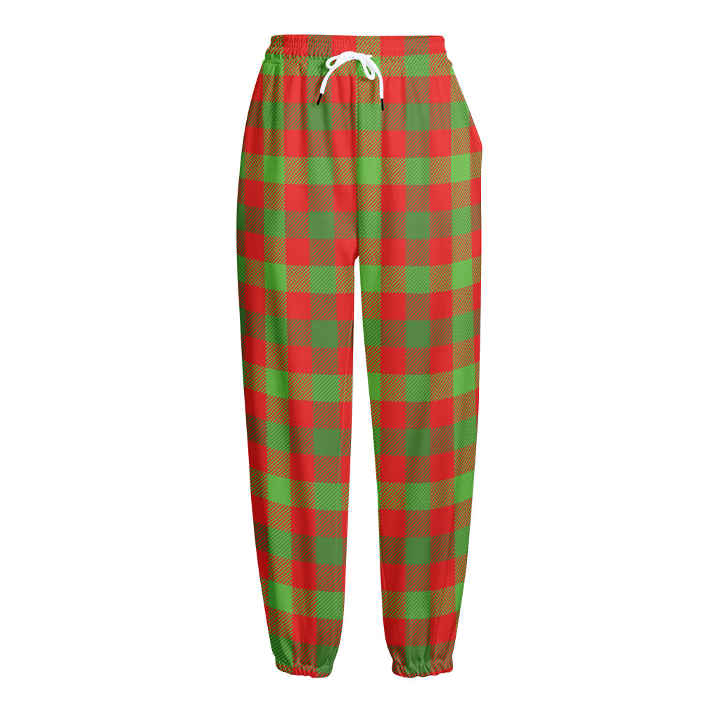 Christmas Buffalo Plaid Print Fleece Lined Knit Pants