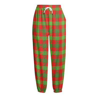 Christmas Buffalo Plaid Print Fleece Lined Knit Pants