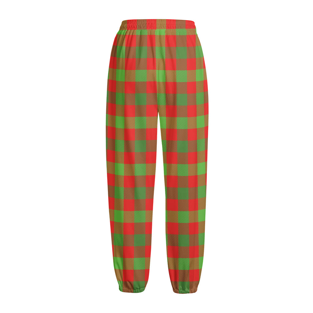 Christmas Buffalo Plaid Print Fleece Lined Knit Pants