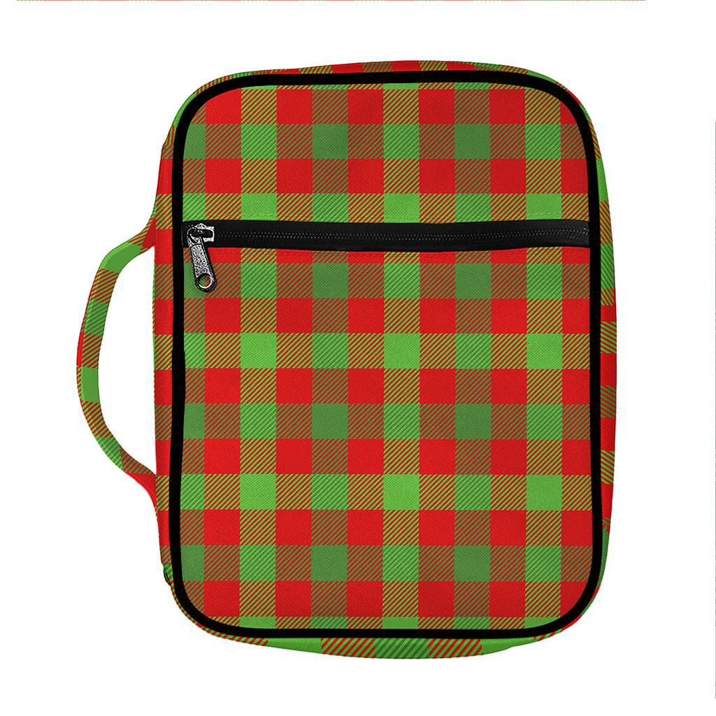 Christmas Buffalo Plaid Print Front Pocket Bible Bag
