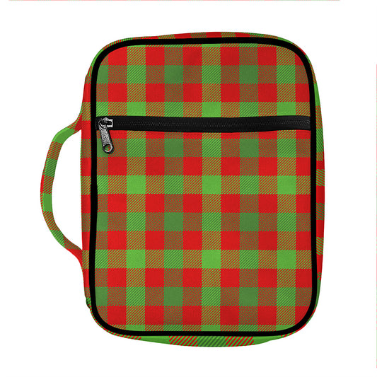 Christmas Buffalo Plaid Print Front Pocket Bible Bag