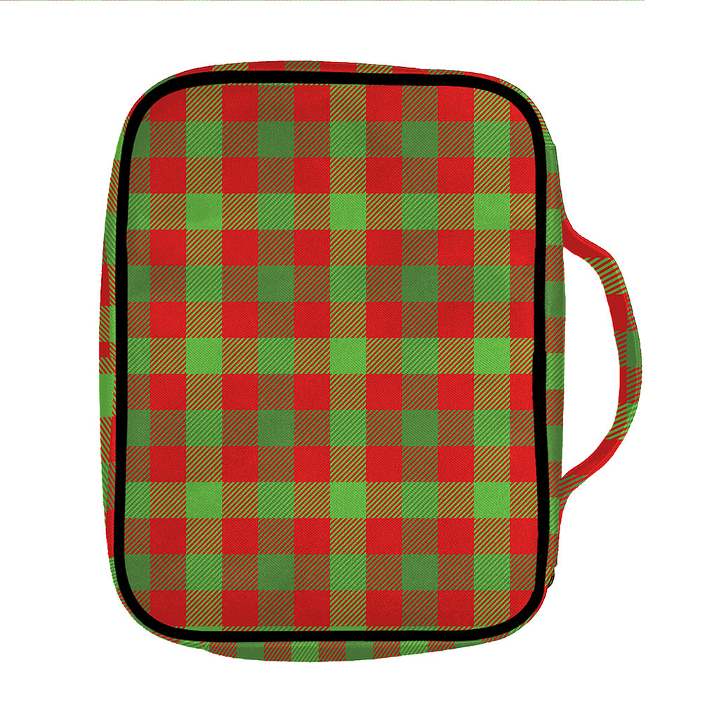 Christmas Buffalo Plaid Print Front Pocket Bible Bag
