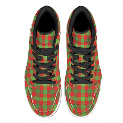 Christmas Buffalo Plaid Print High Top Leather Sneakers