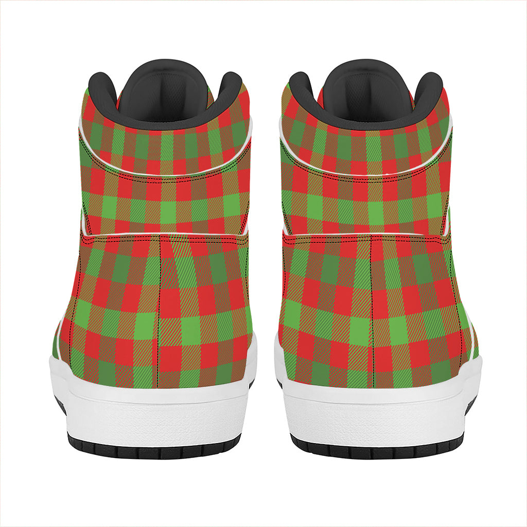 Christmas Buffalo Plaid Print High Top Leather Sneakers