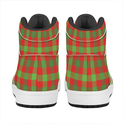 Christmas Buffalo Plaid Print High Top Leather Sneakers