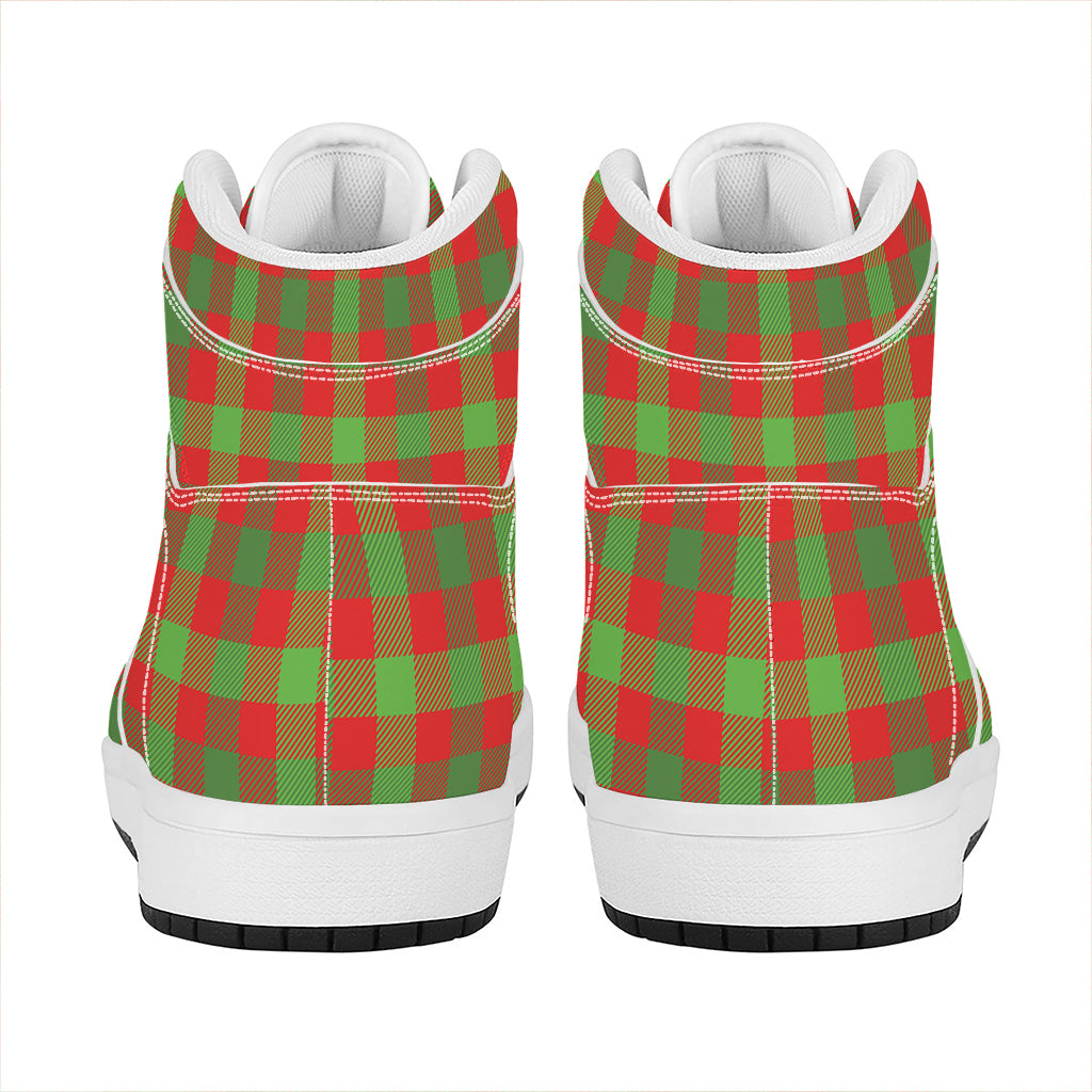 Christmas Buffalo Plaid Print High Top Leather Sneakers