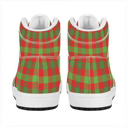 Christmas Buffalo Plaid Print High Top Leather Sneakers