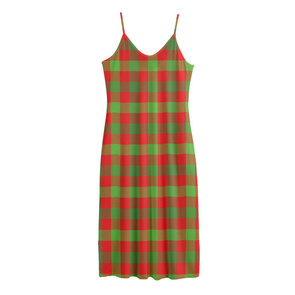 Christmas Buffalo Plaid Print Jersey Midi Cami Dress