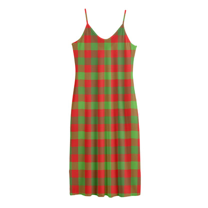 Christmas Buffalo Plaid Print Jersey Midi Cami Dress