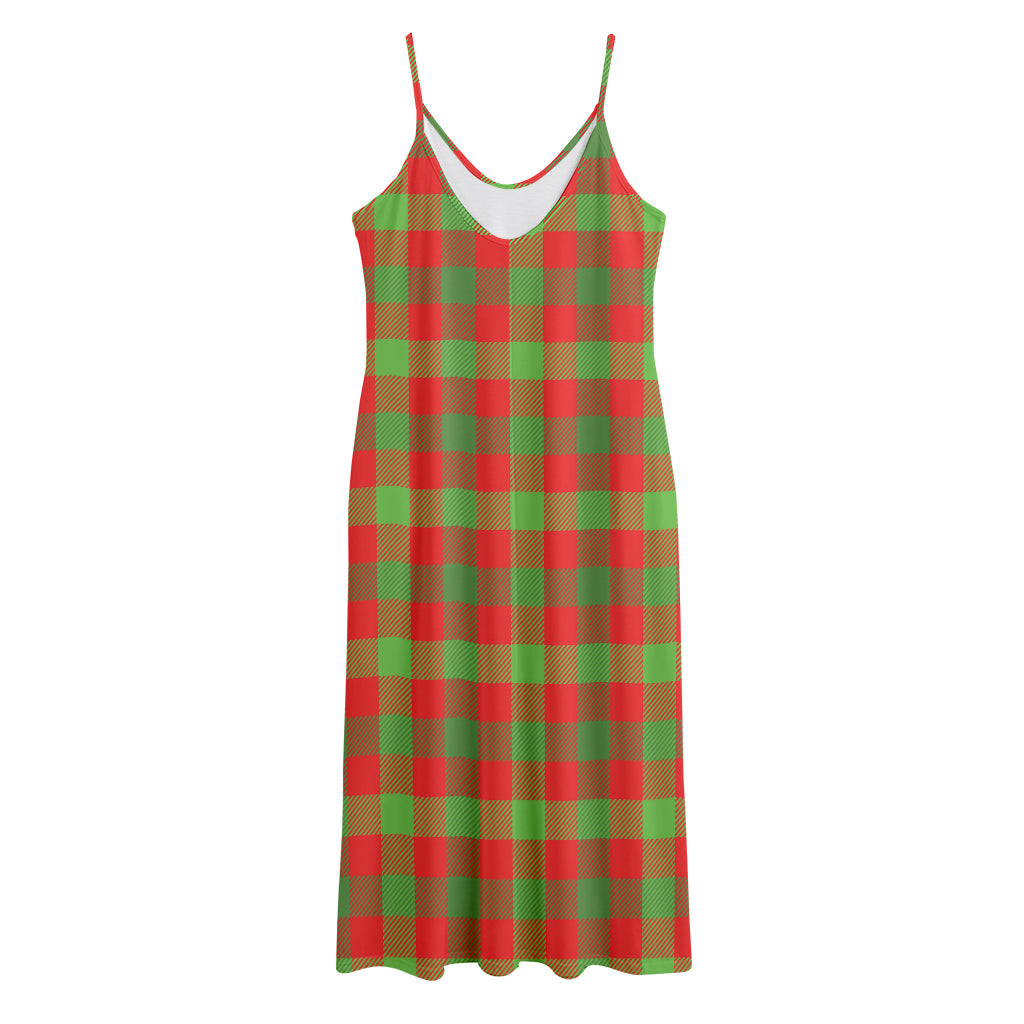 Christmas Buffalo Plaid Print Jersey Midi Cami Dress