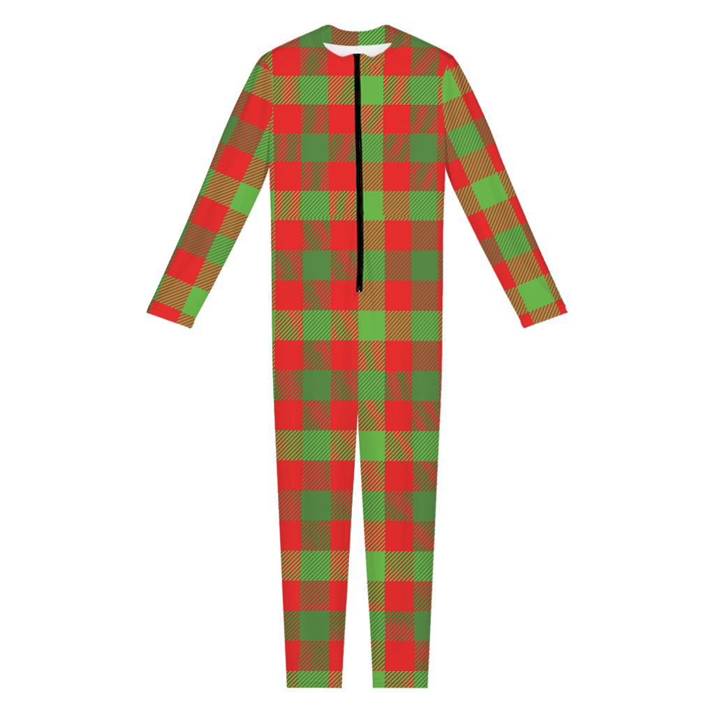 Christmas Buffalo Plaid Print Jumpsuit