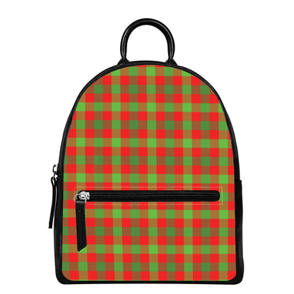 Christmas Buffalo Plaid Print Leather Backpack