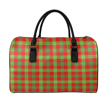 Christmas Buffalo Plaid Print Leather Duffle Bag
