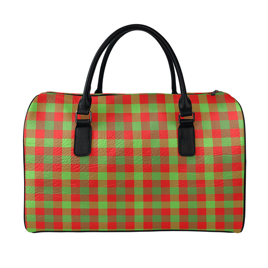 Christmas Buffalo Plaid Print Leather Duffle Bag