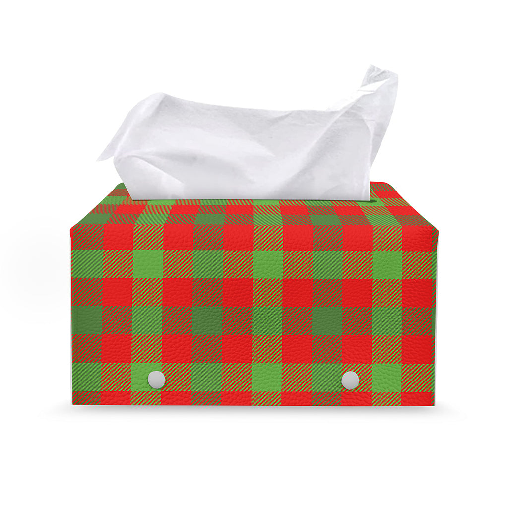 Christmas Buffalo Plaid Print Leather Tissue Box Cover