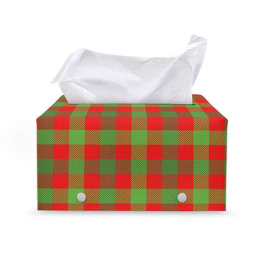 Christmas Buffalo Plaid Print Leather Tissue Box Cover