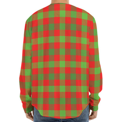 Christmas Buffalo Plaid Print Long Sleeve Baseball Jersey