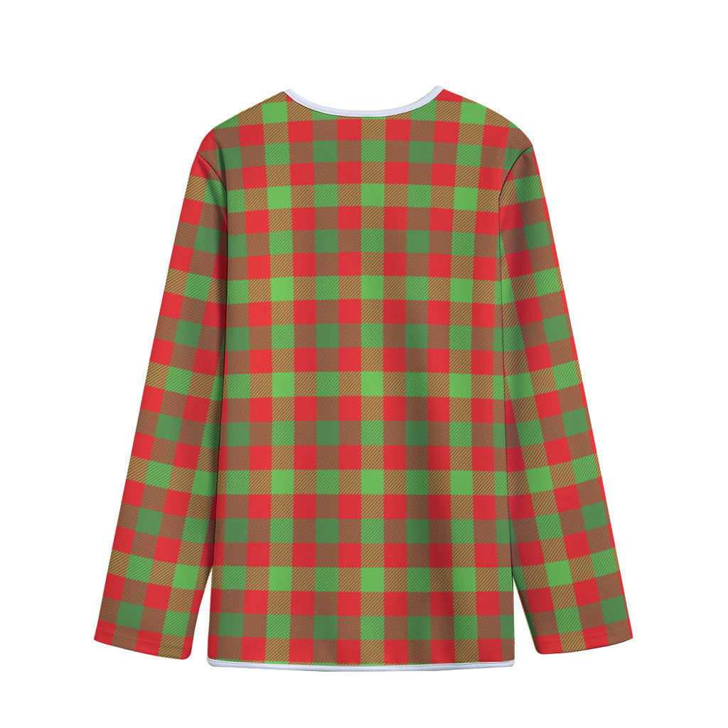 Christmas Buffalo Plaid Print Long Sleeve Short Coat