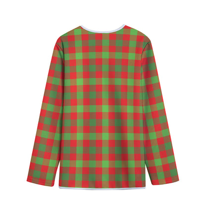 Christmas Buffalo Plaid Print Long Sleeve Short Coat