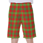 Christmas Buffalo Plaid Print Men's Beach Shorts