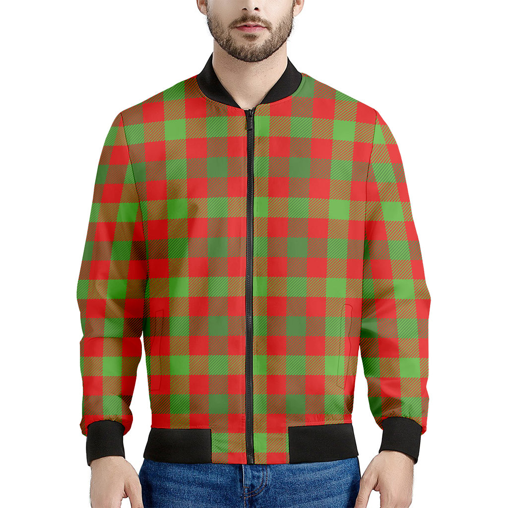 Christmas Buffalo Plaid Print Men's Bomber Jacket