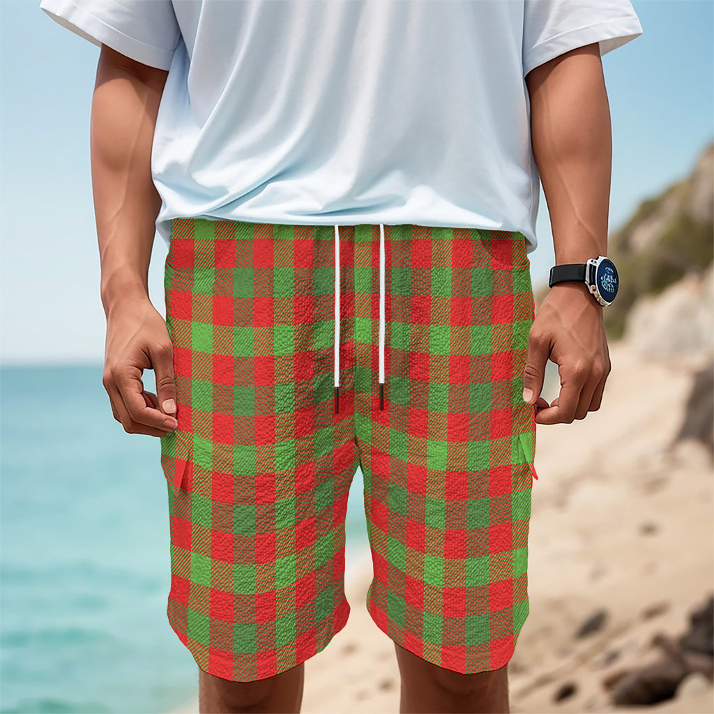 Christmas Buffalo Plaid Print Men's Cargo Shorts
