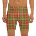 Christmas Buffalo Plaid Print Men's Long Boxer Briefs