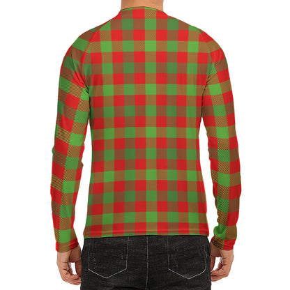 Christmas Buffalo Plaid Print Men's Long Sleeve Rash Guard