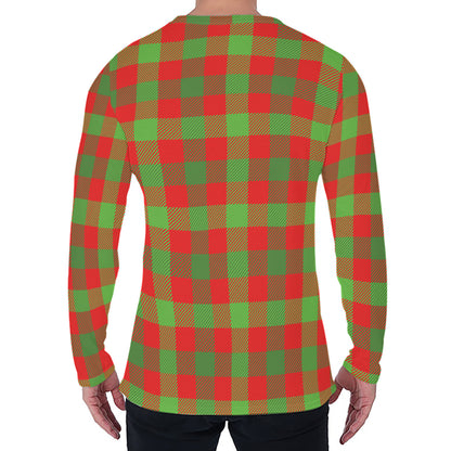 Christmas Buffalo Plaid Print Men's Long Sleeve T-Shirt