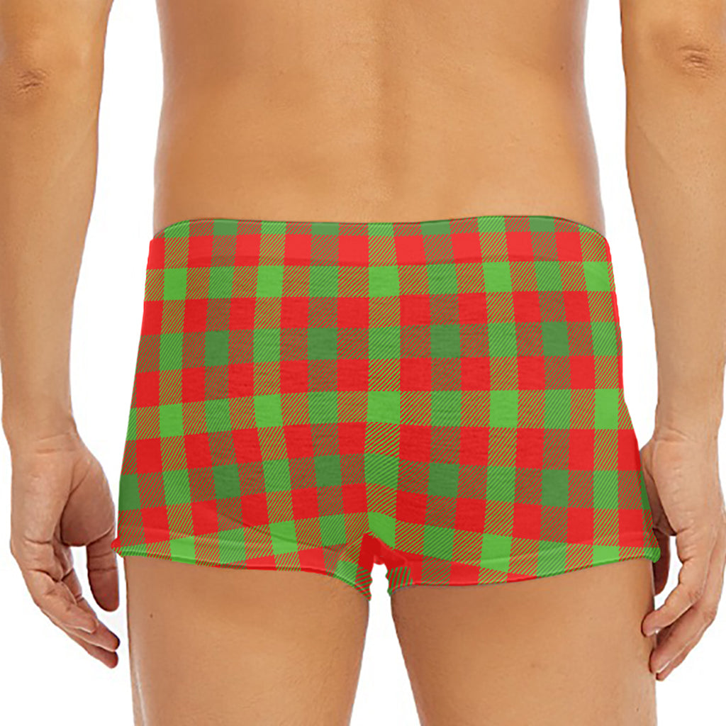 Christmas Buffalo Plaid Print Men's Short Boxer Briefs