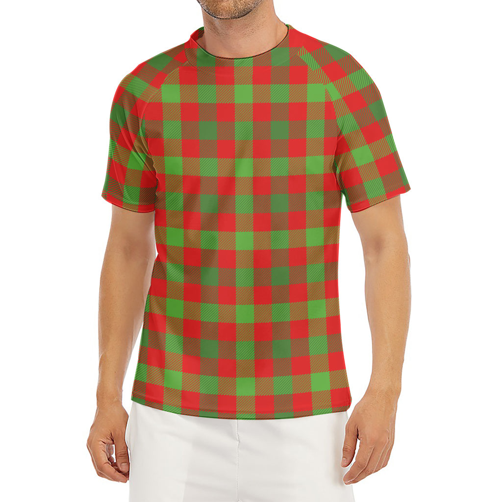 Christmas Buffalo Plaid Print Men's Short Sleeve Rash Guard