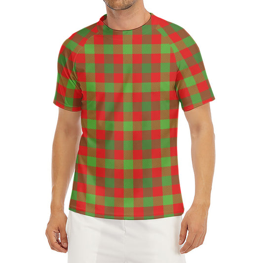 Christmas Buffalo Plaid Print Men's Short Sleeve Rash Guard