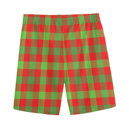 Christmas Buffalo Plaid Print Men's Sports Shorts