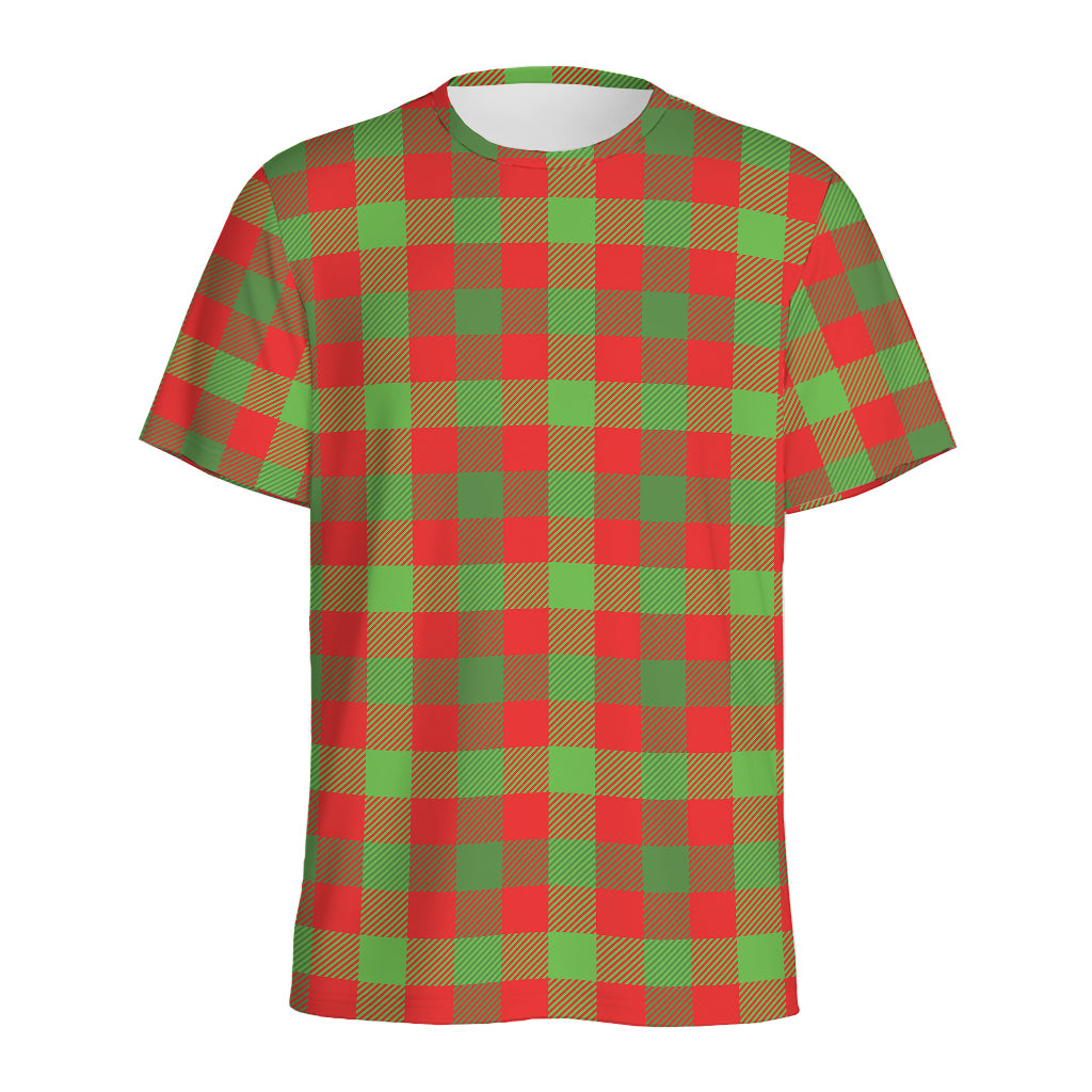 Christmas Buffalo Plaid Print Men's Sports T-Shirt