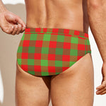 Christmas Buffalo Plaid Print Men's Swim Briefs