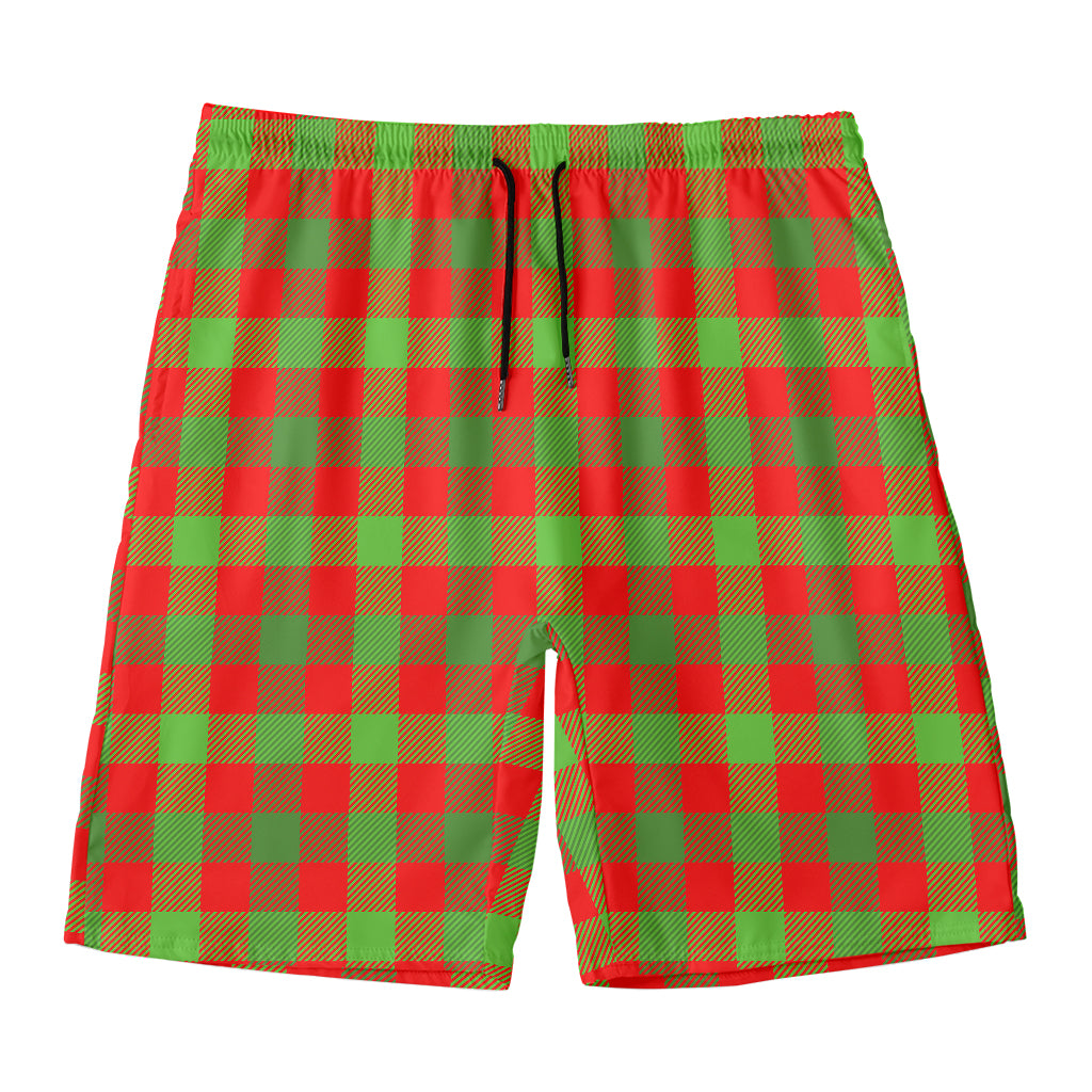 Christmas Buffalo Plaid Print Men's Swim Trunks